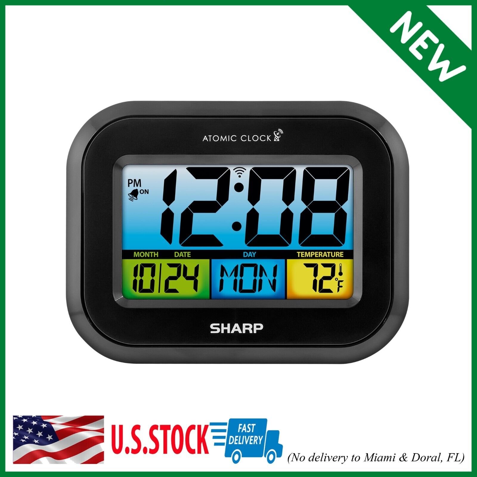 Atomic Digital Alarm Clock, Battery Operated Self-Setting Digital Wall or