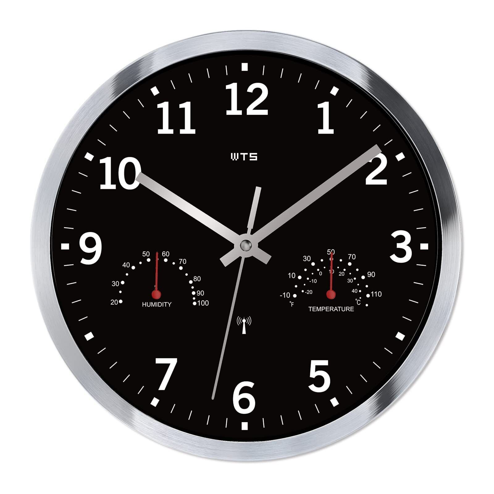 Atomic Wall Clock with Hygrometer and Thermometer Radio Wave Analog Clocks Ba...