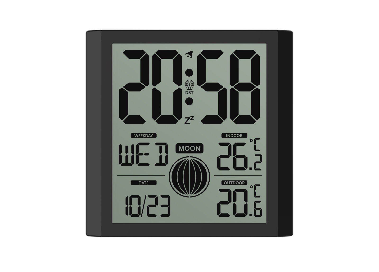 Atomic Wall Clock with Indoor Outdoor Temp Large Number Display Silent Battery