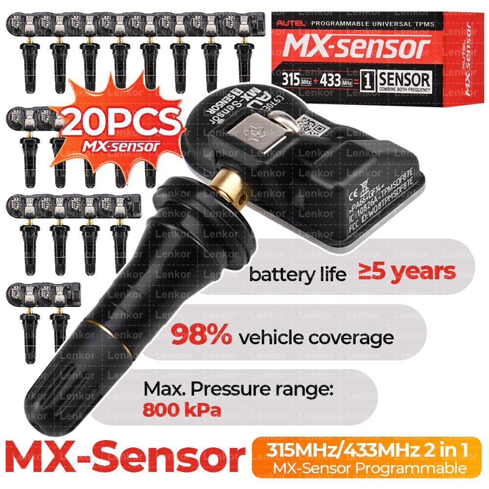Autel TPMS Sensor MX-Sensor 315MHz & 433MHz Programmable Universal Rubber Valve