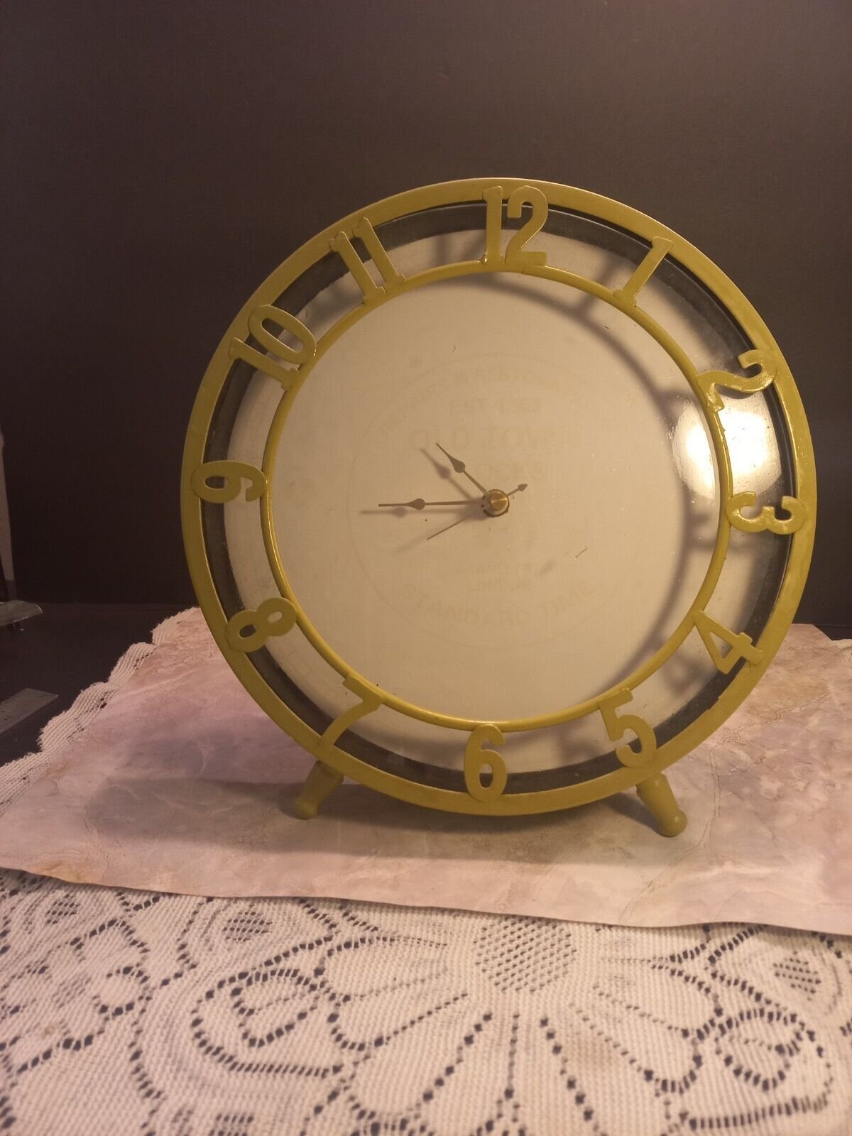 Avocado Green Analog Standing Large Clock Metal Can Personalize Vintage