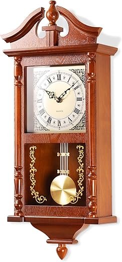 AYRELY® 25IN Grandfather Vintage Wall Clock with Pendulum and Chime, Hour/Quarter Hour Chime
