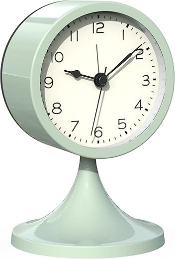 AYRELY® 3" Cute Analog Alarm Clock,Small Retro Table Clock Battery Operated,Slient Metal Desk Clock with Light for Living Room Decor,Bedroom,Bedside,Shelf(Green)