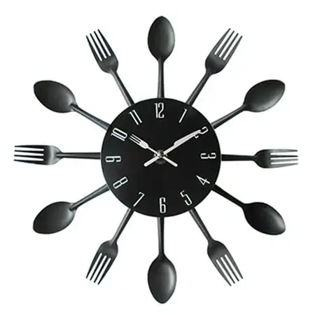 BAETEUY Modern Cutlery Knife Fork Spoons Quartz Wall Clock Analog Home Office Decoration