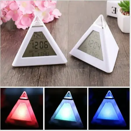 Bathroom Clocks Wall Home Decor Silent Mantel Clock Triangle Colorful Color Changing Alarm Clock
