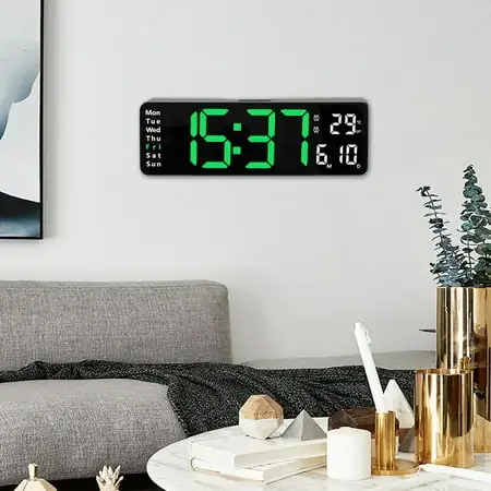 battery wall clock red kitchen decor rechargeable digital clock Large LED Digital Wall Clock