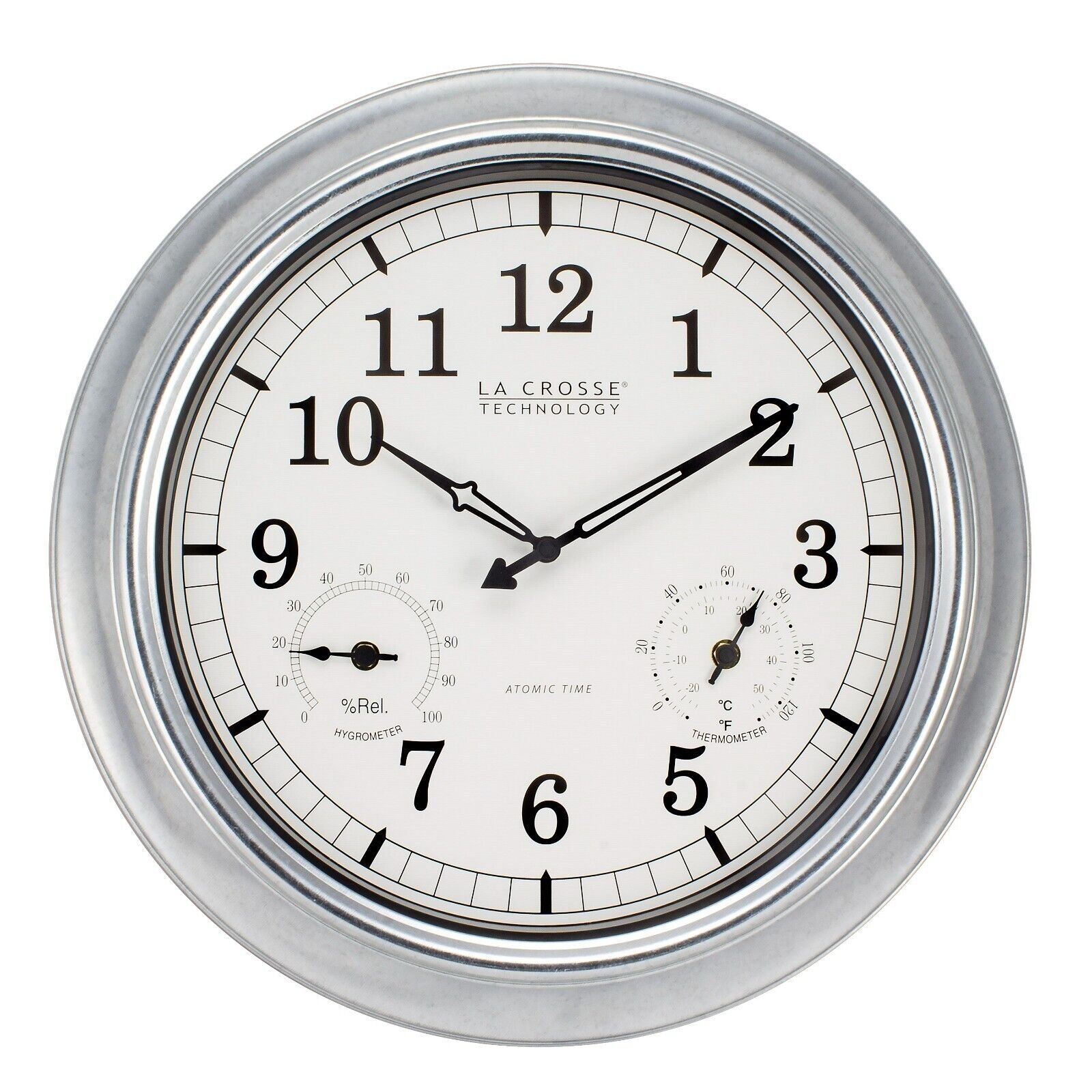 BBB87740 La Crosse Technology 18" Indoor/Outdoor Atomic Galvanized Wall Clock