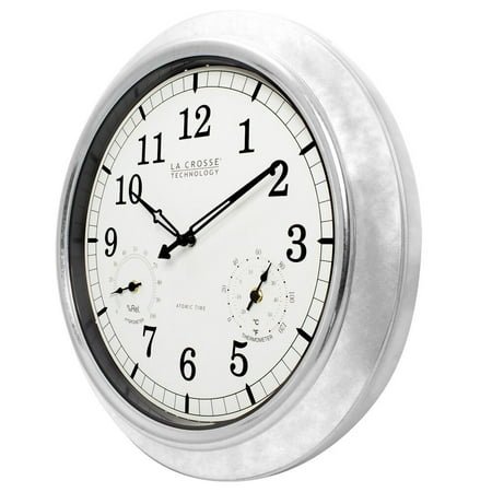 BBB87740 La Crosse Technology 18 Indoor/Outdoor Atomic Galvanized Wall Clock