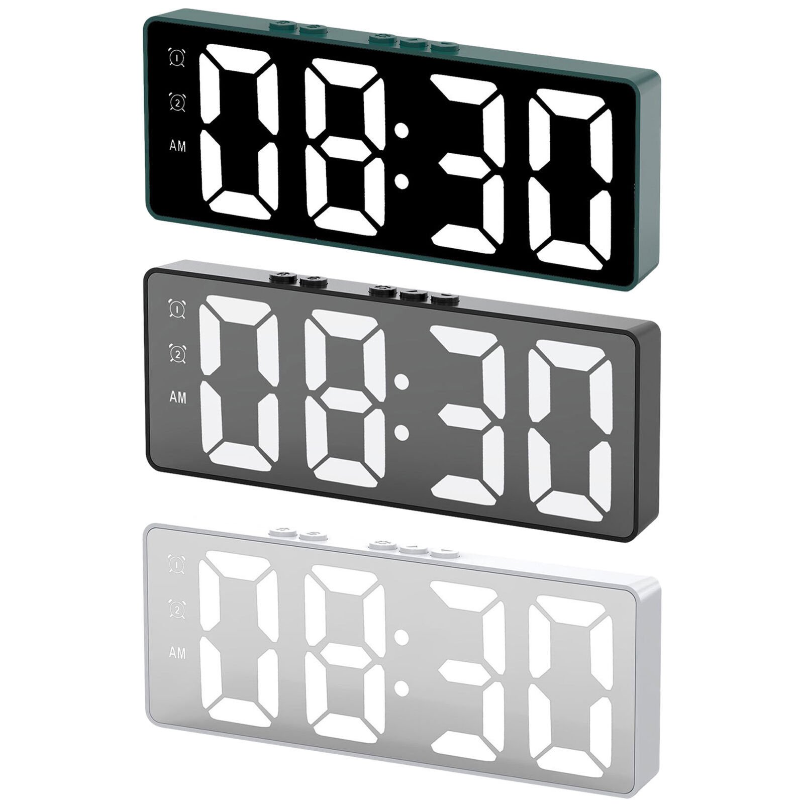 Bedroom LED Electronic Alarm Clock Small Wall Clock Dimmable With Temperature