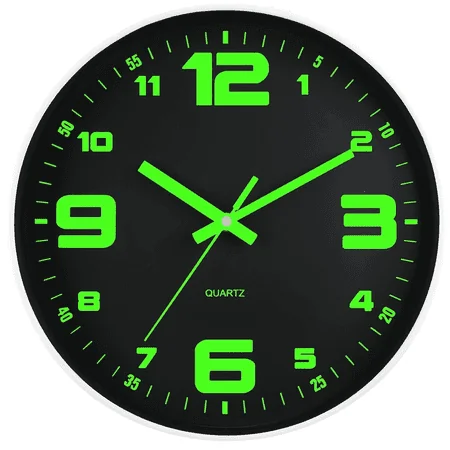 BERGUF 12 Inch Night Light Wall Clock, Silent Non Ticking Quartz Wall Clocks, Large Luminous