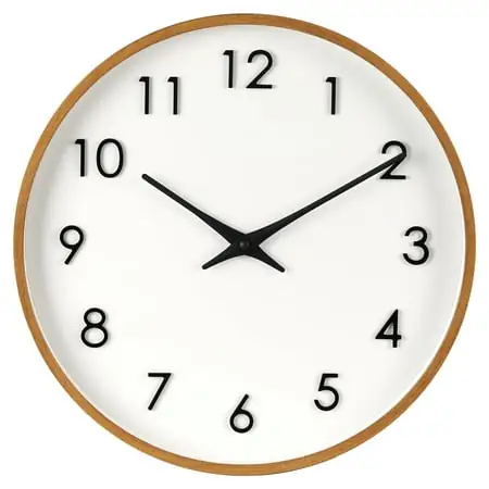 Better Homes & Garden Round Indoor 20 Modern Mid Tone Wood Finish Plastic Frame Analog Wall Clock