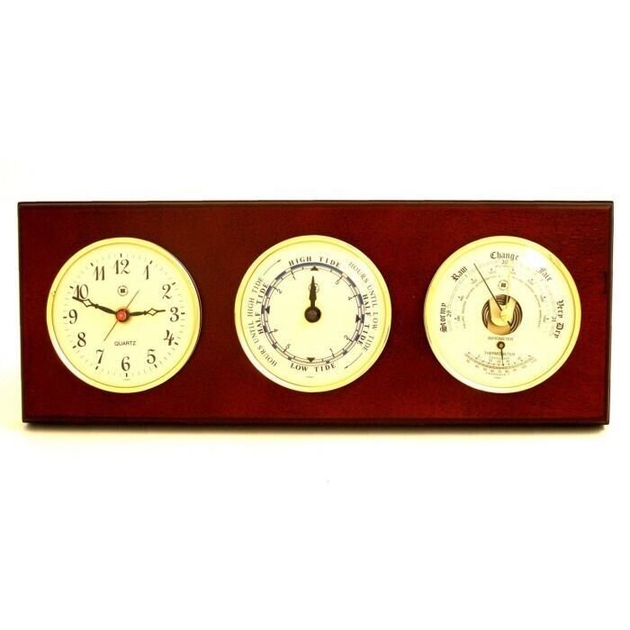 Bey berk Quartz Clock, Tide Clock and Barometer with Thermometer