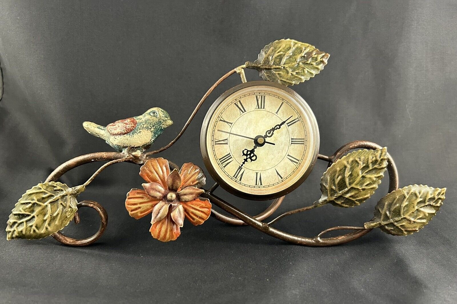 Bird On Branch Metal Table Clock