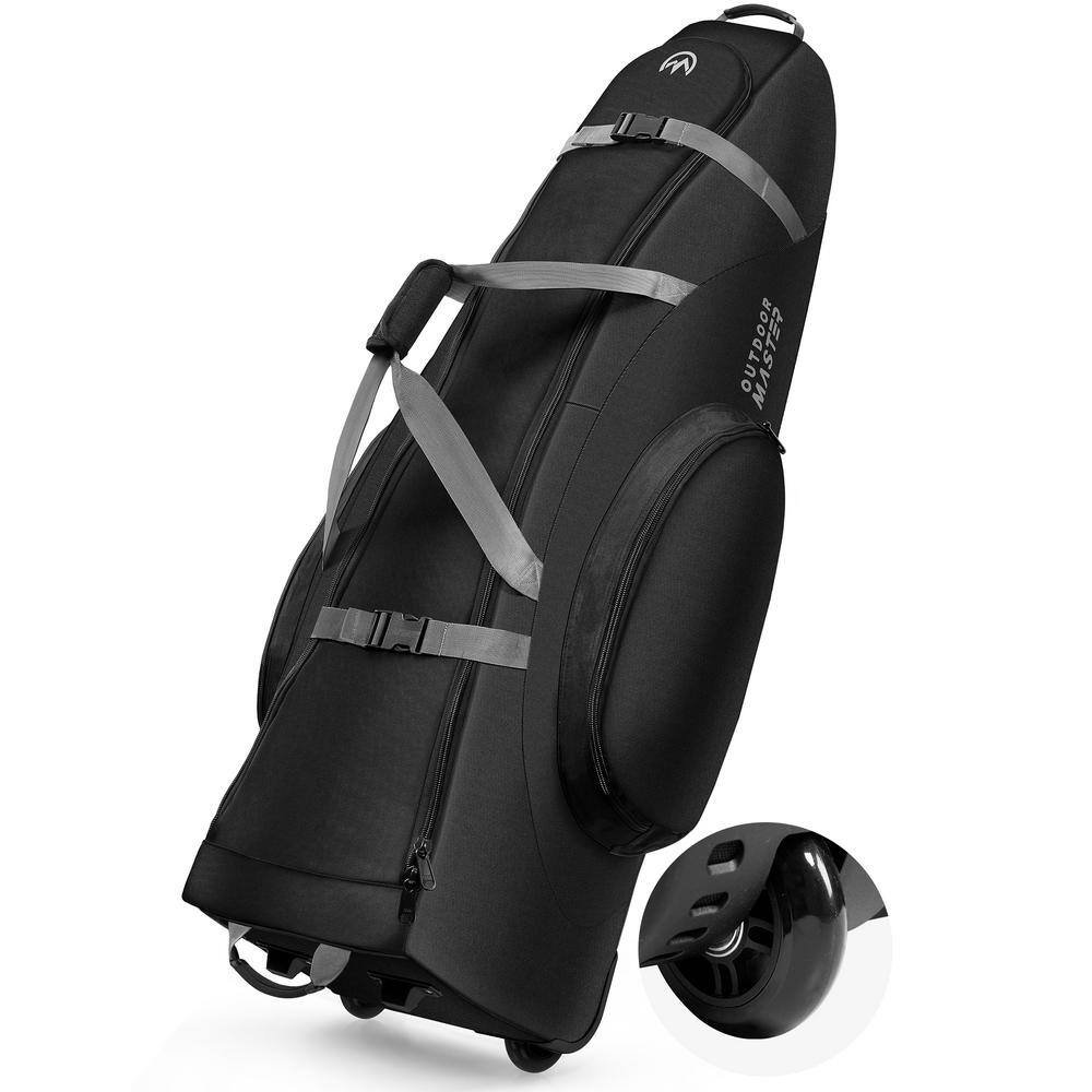 Black Foldable Padded Golf Club Travel Bag with Wheels