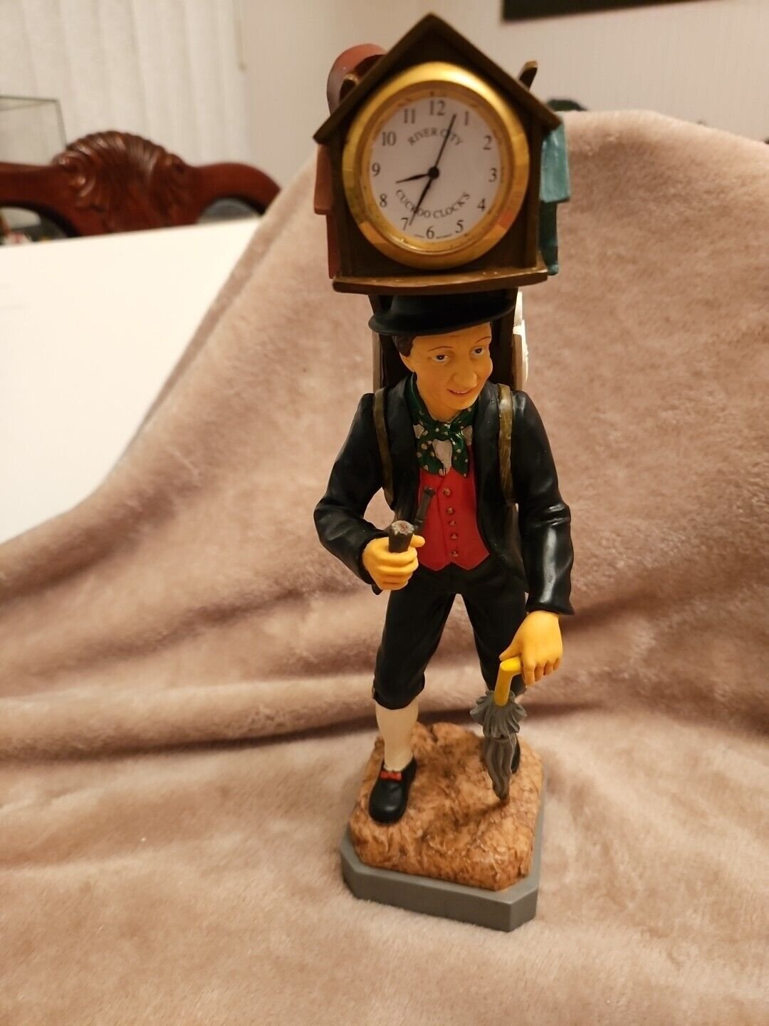 Black Forest River City Clock Peddler Statue #2608 Of 3000 W/ Original Box