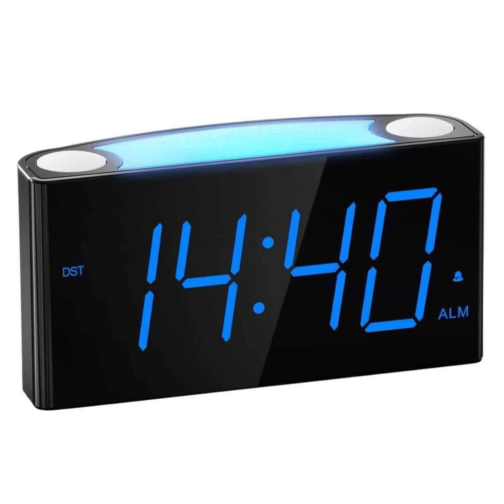 Black Large Number Screen Digital Alarm Clock with 7 Color Night Light,...