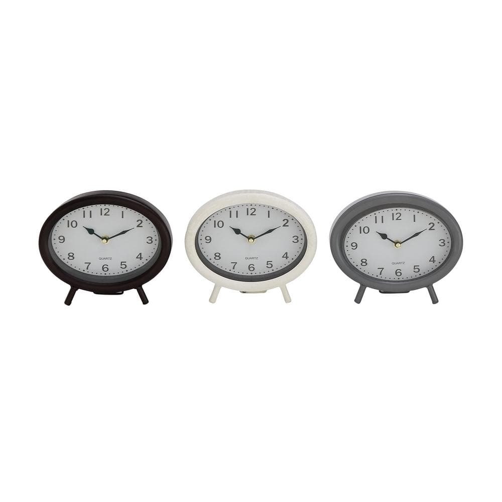 Black Metal Analog Clock (Set of 3)