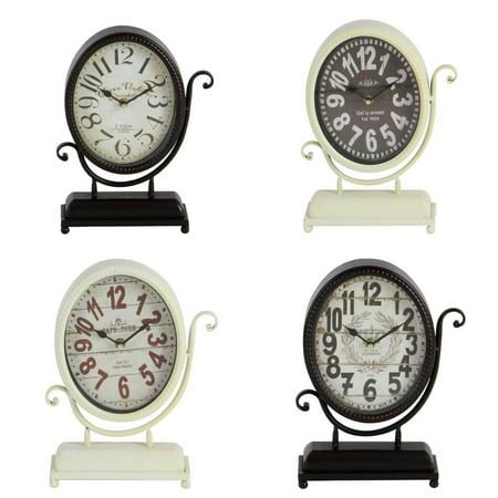 Black Metal Scroll Analog Clock (Set of 4)