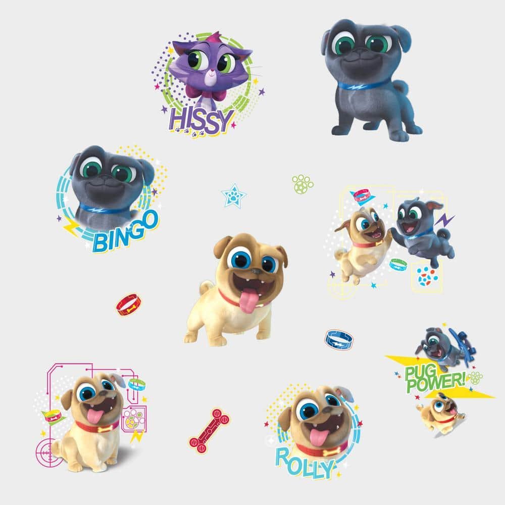 Blue and Brown and Red and Yellow Puppy Dog Pals Wall Decals