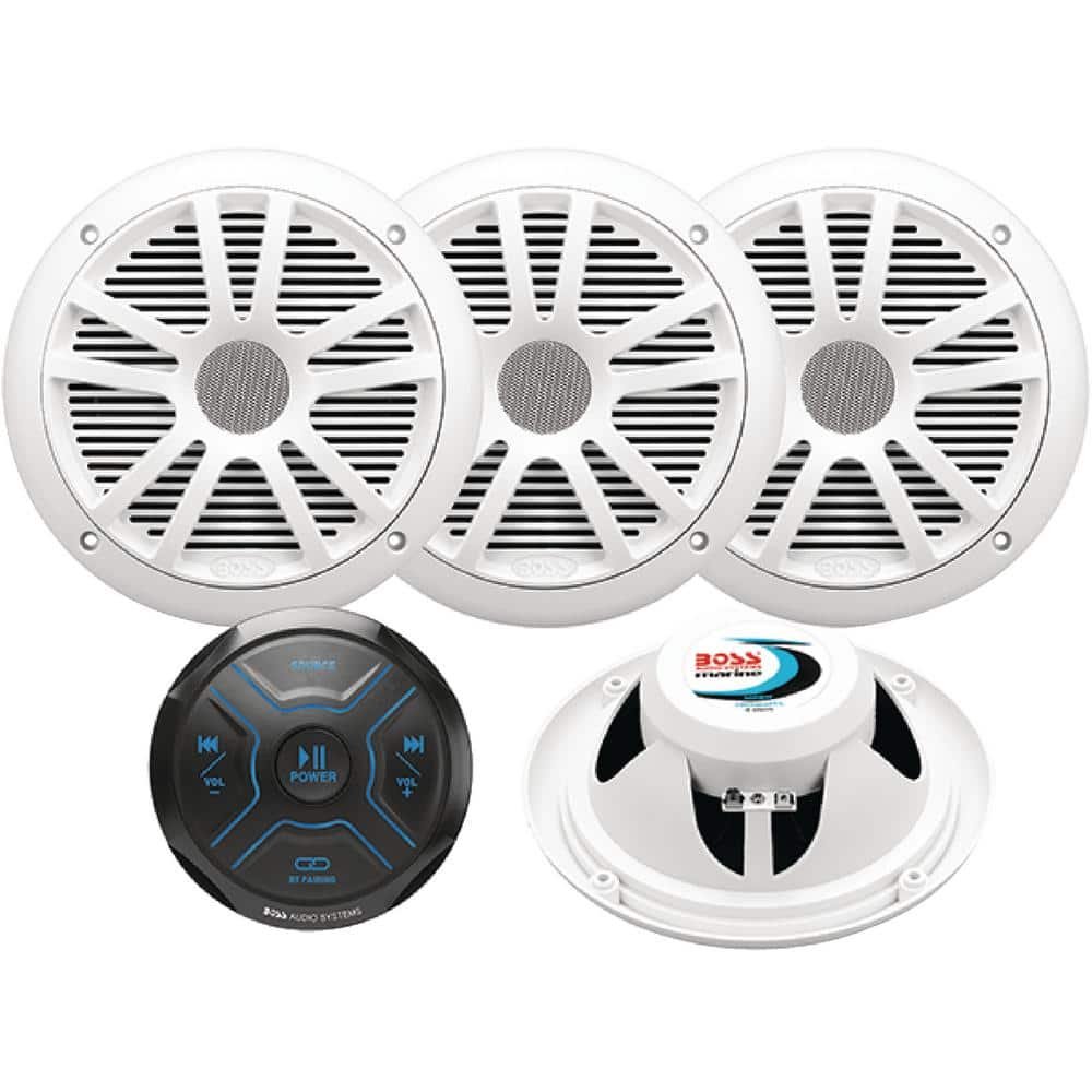 Bluetooth Gauge Receiver Package With 4ea 6.5 in. Marine Speakers