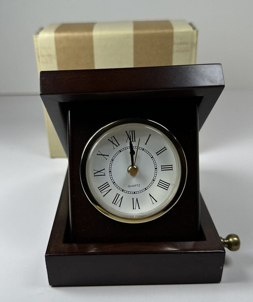 Bombay Company Mahogany Wood Table Mantle Clock & 5x4 Photo Frame