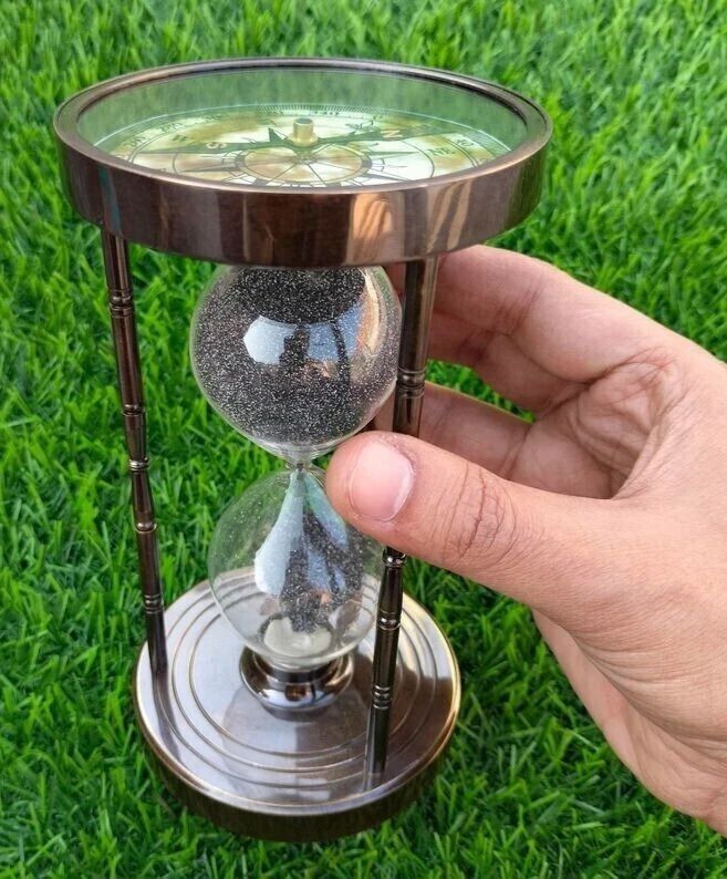 Brass Sand Timer Chess Maker Maritime Nautical Antique Heavy Old Clock Hourglass