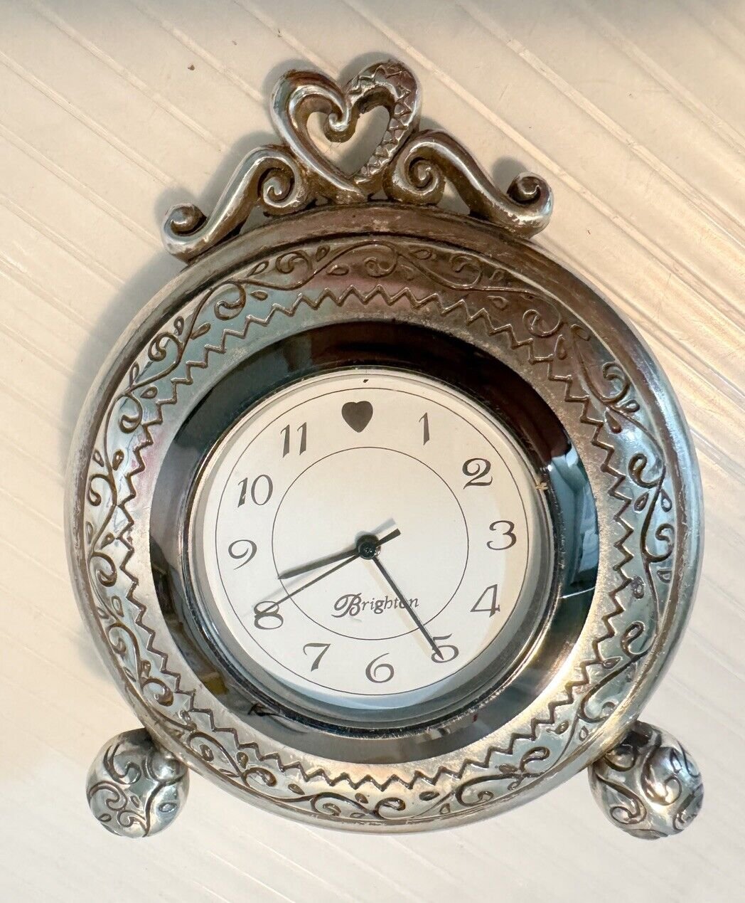 Brighton BLUFF CITY MEMPHIS Etched Heart Desk Travel Clock Working & New Battery
