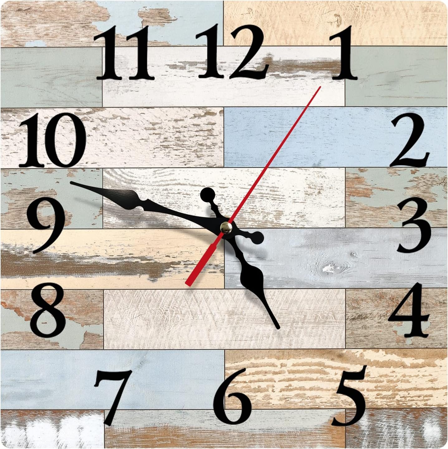 Britimes Square Wall Clock Silent Non-Ticking Battery Operated Clock 12 Inch, Ol