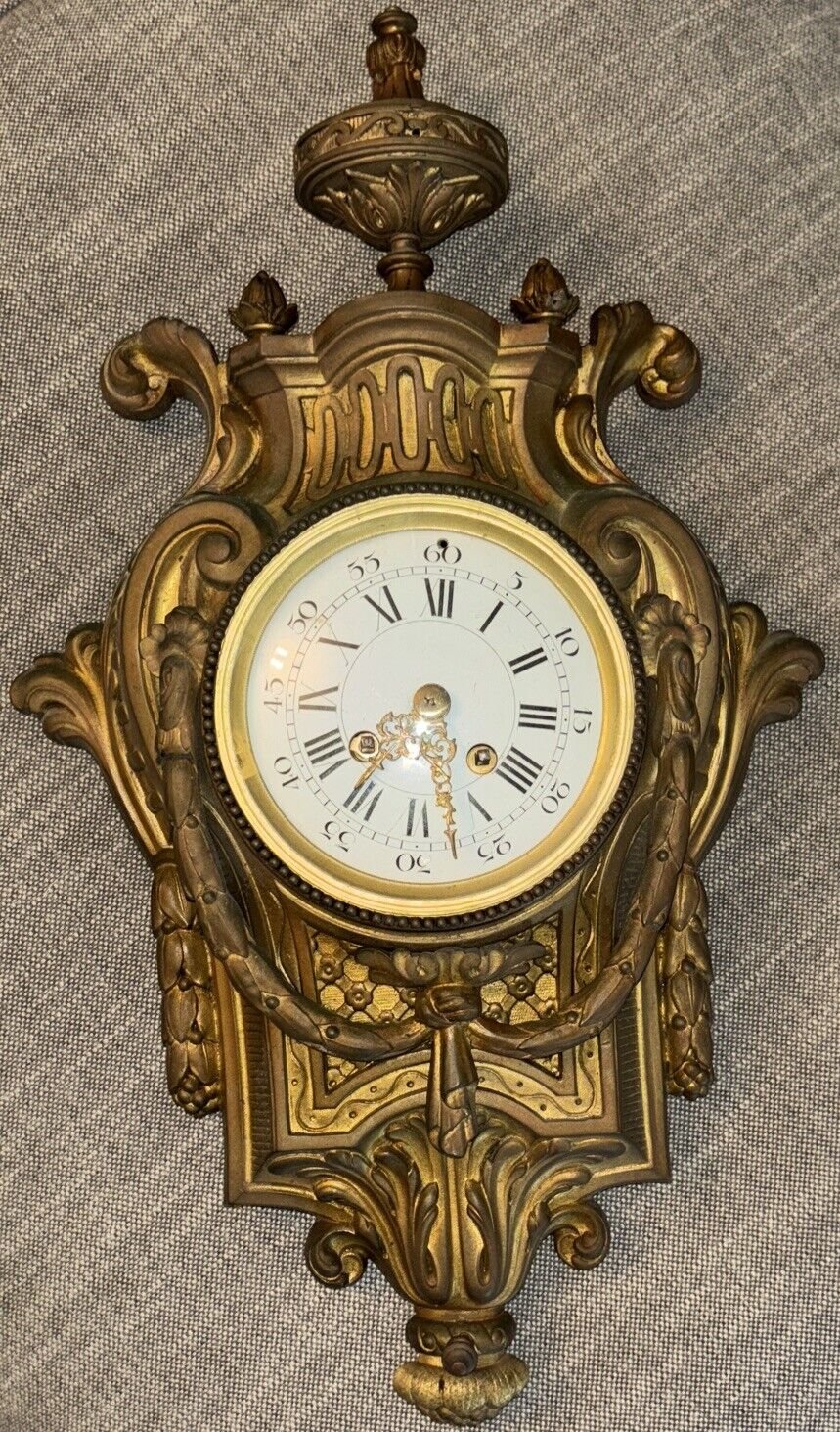 Bronze Decorative French Cartel Wall Clock For Repair. C. R. Crookshank