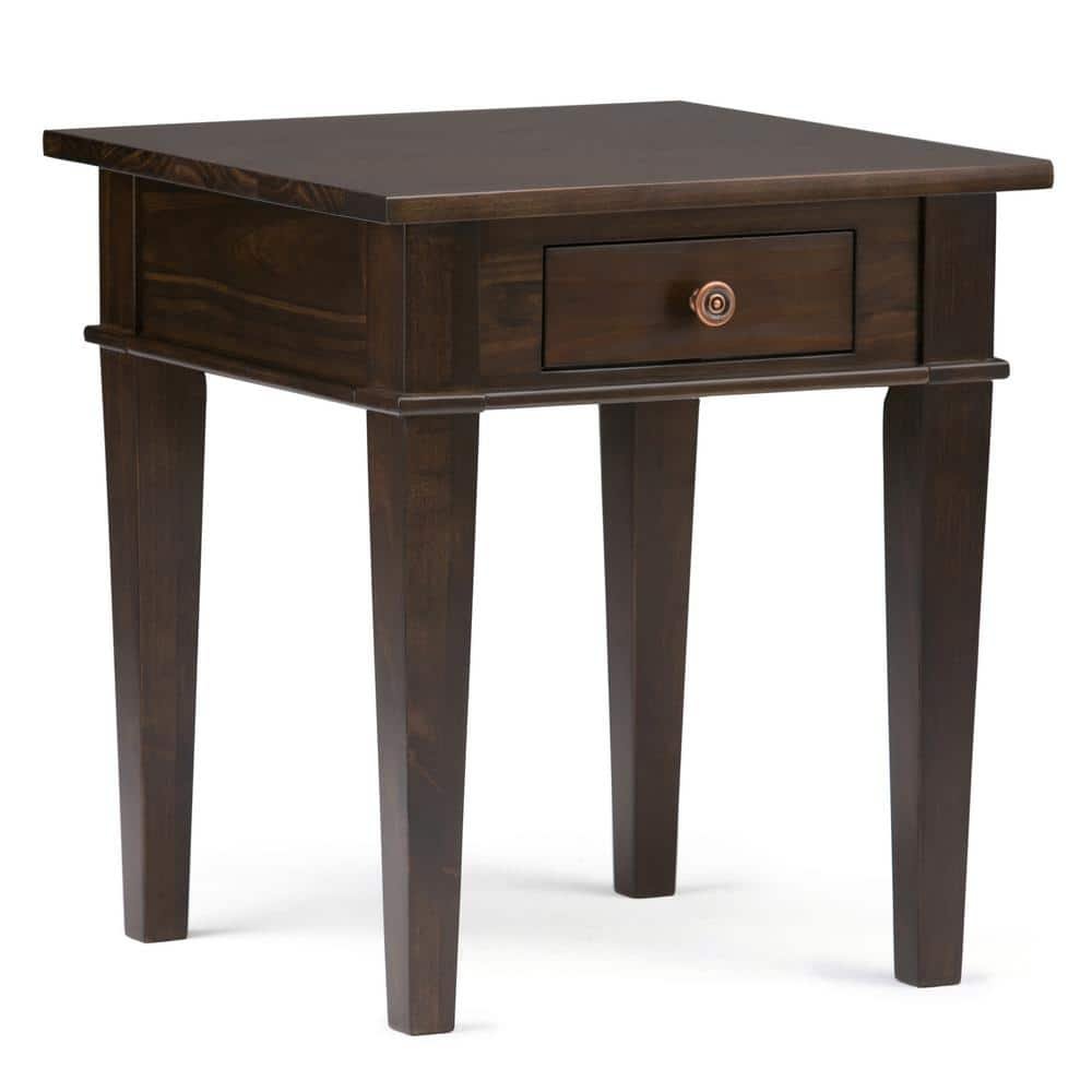 Carlton Solid Wood 18 in. Wide Square Transitional End Side Table in...