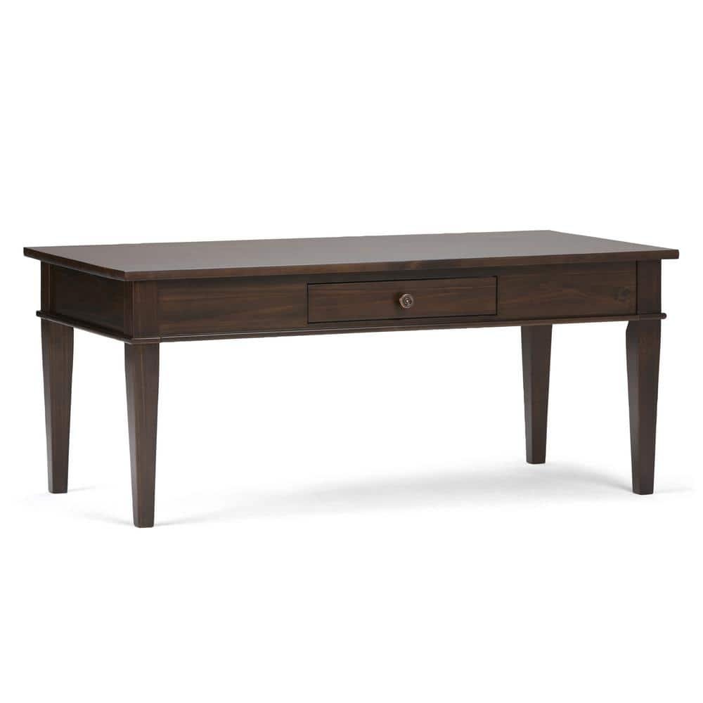 Carlton Solid Wood 44 in. Wide Rectangle Transitional Coffee Table in Dark...