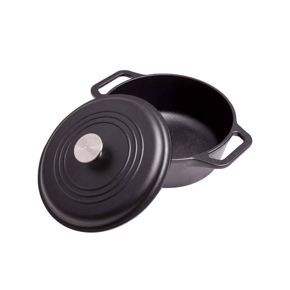Cast Iron 4 Qt Cast Iron Dutch Oven with Lid, Seasoned Cast...