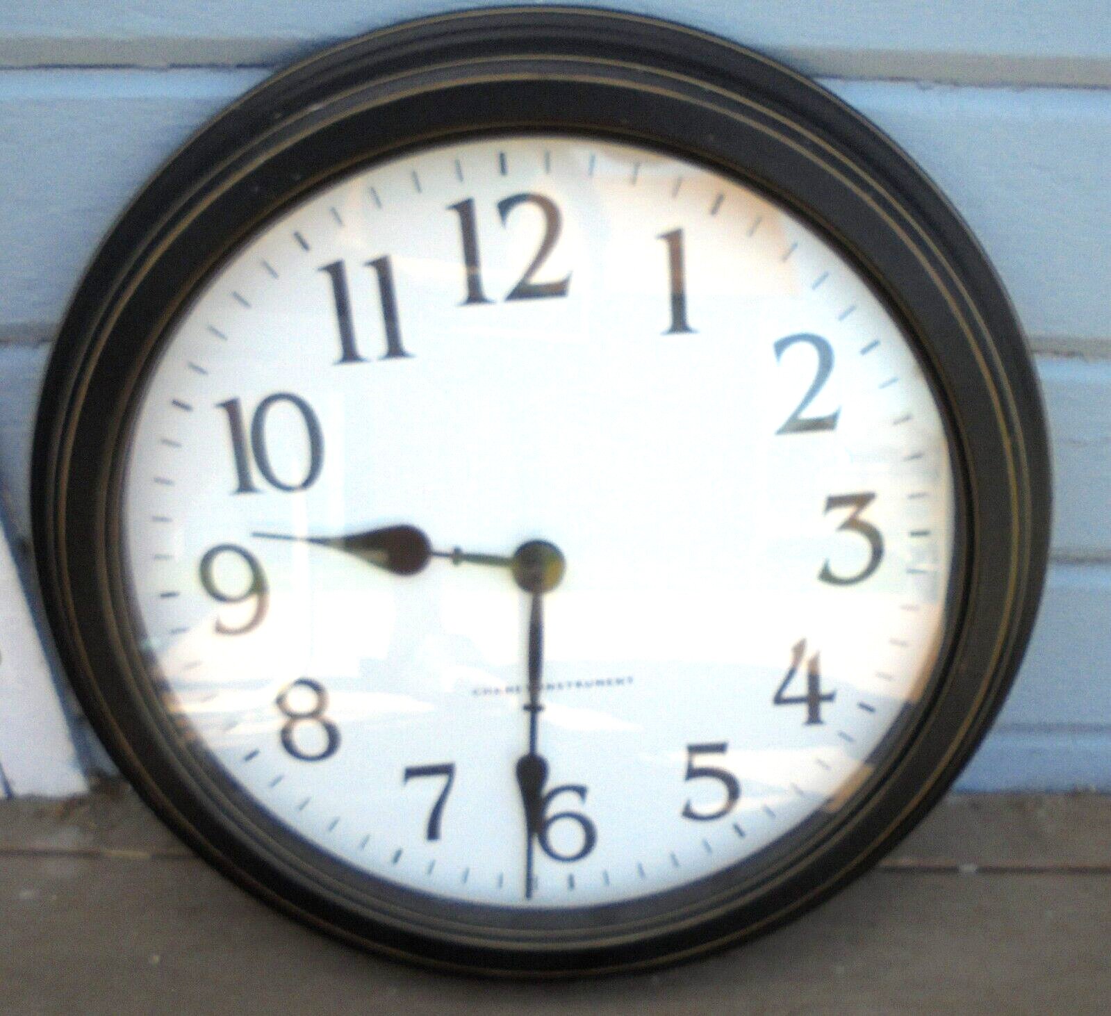 Chaney Instrument XLarge Round Wall Clock Black Brown Wall Decor Battery