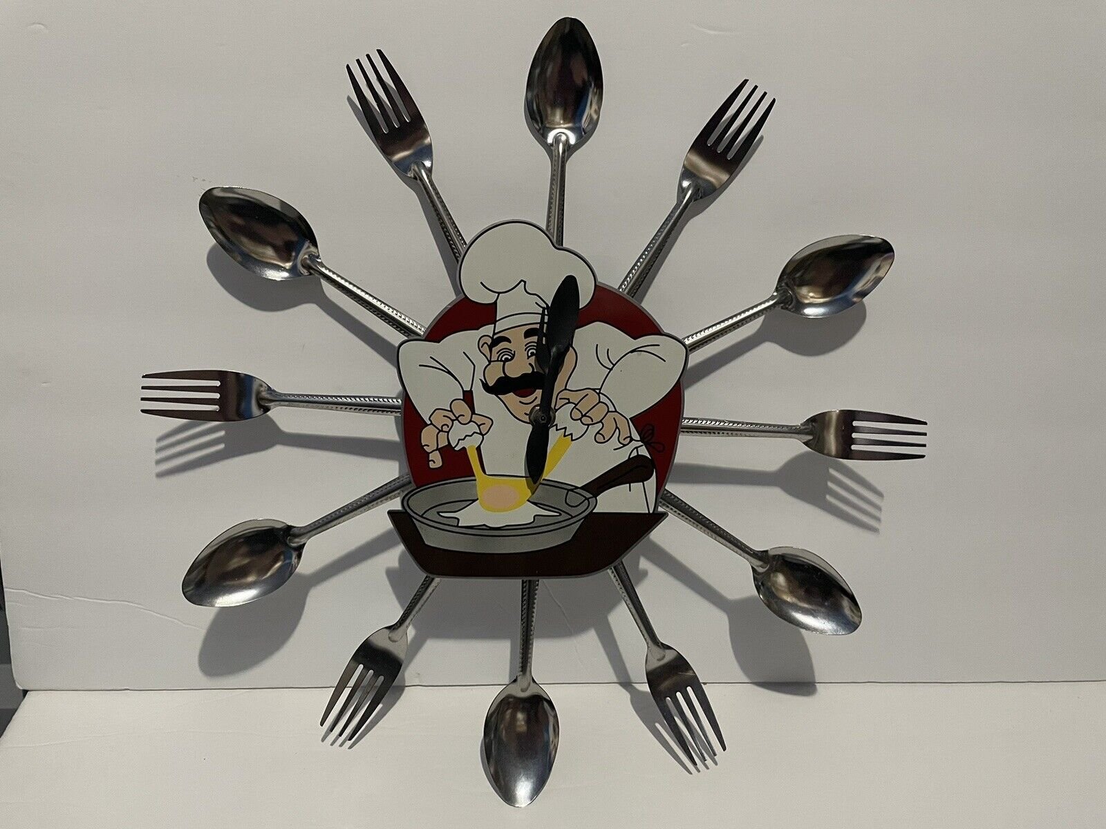 Chef and Silverware Decorative Kitchen Wall Clock