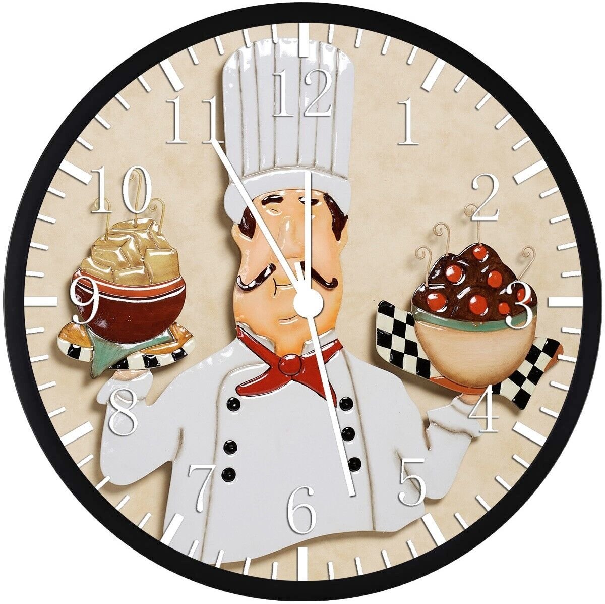 Chef Kitchen Wall Clock 12" Large Personalized option with adding names W367