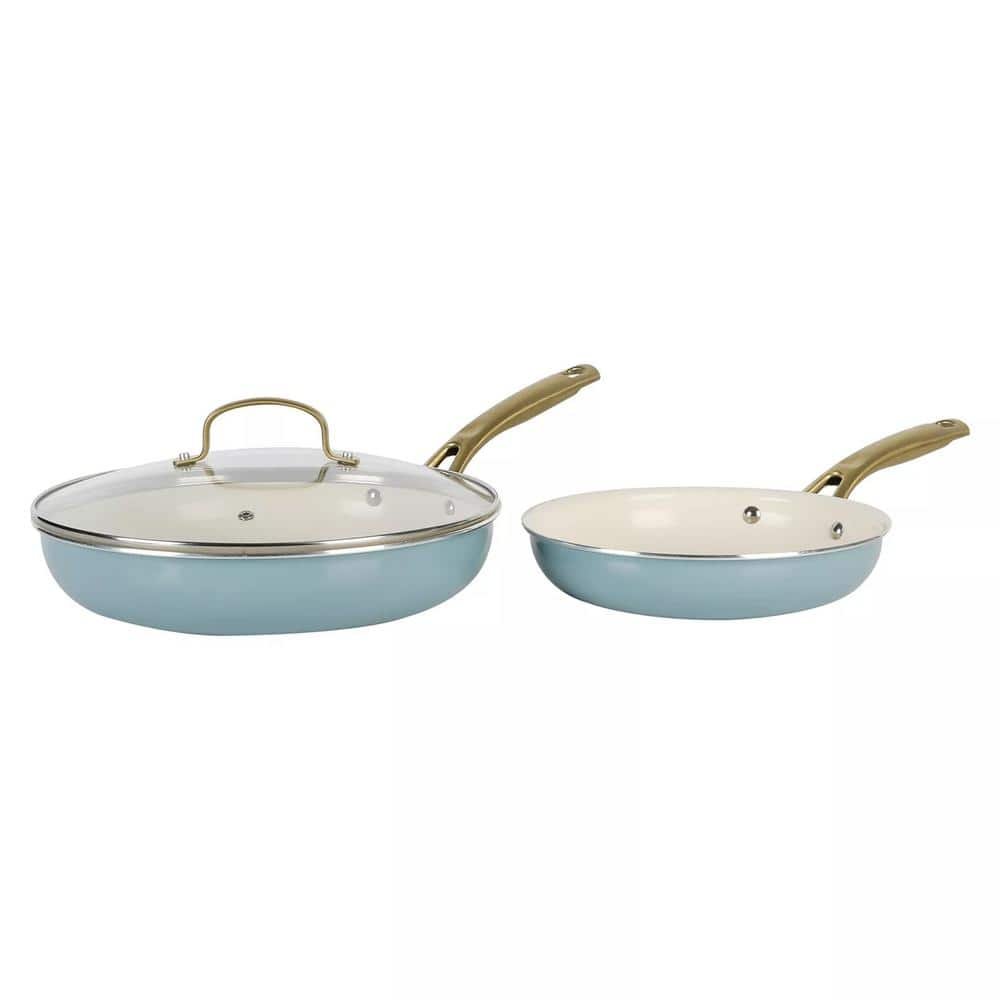 Chef Series 3-Piece Ceramic Nonstick Aluminum Frying Pan Set in Blue