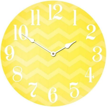 Chevron Yellow Wall Clock | Beautiful Color, Silent Mechanism, Made in USA