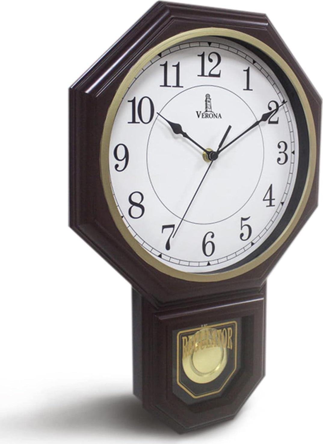 Chiming Wall Clock With Pendulum - Schoolhouse Regulator Clock - Westminster - -