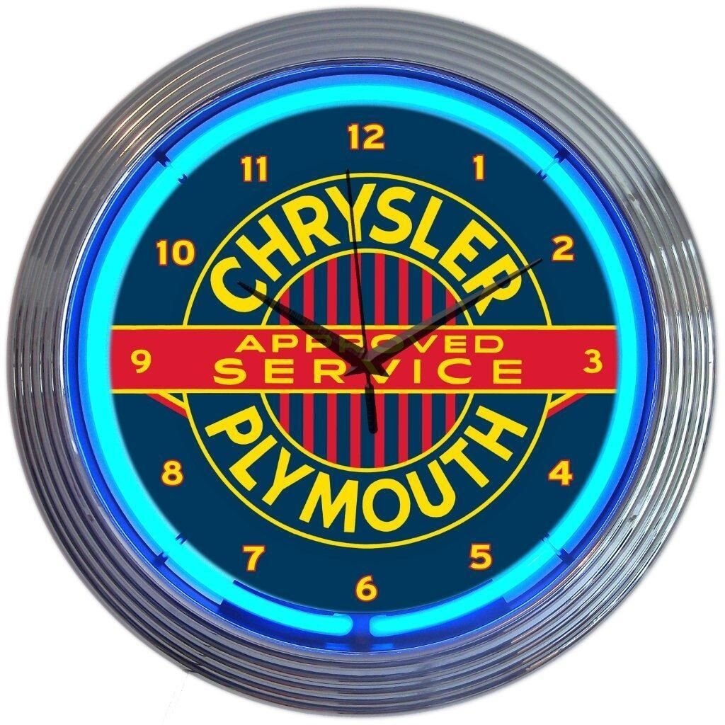 Chrysler Plymouth Licensed Neon Clock 15"x15"