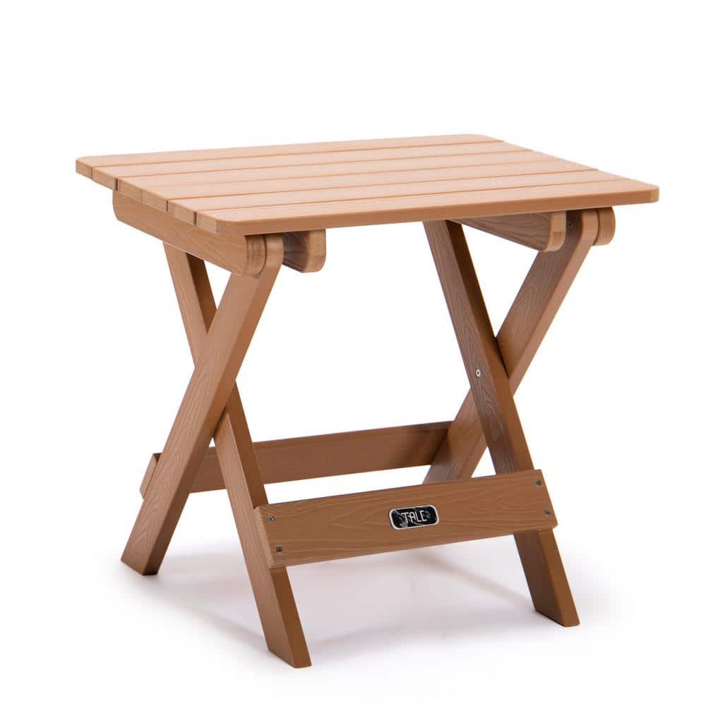 Classic Adirondack Brown Rectangle Plastic Outdoor Side Folding Table