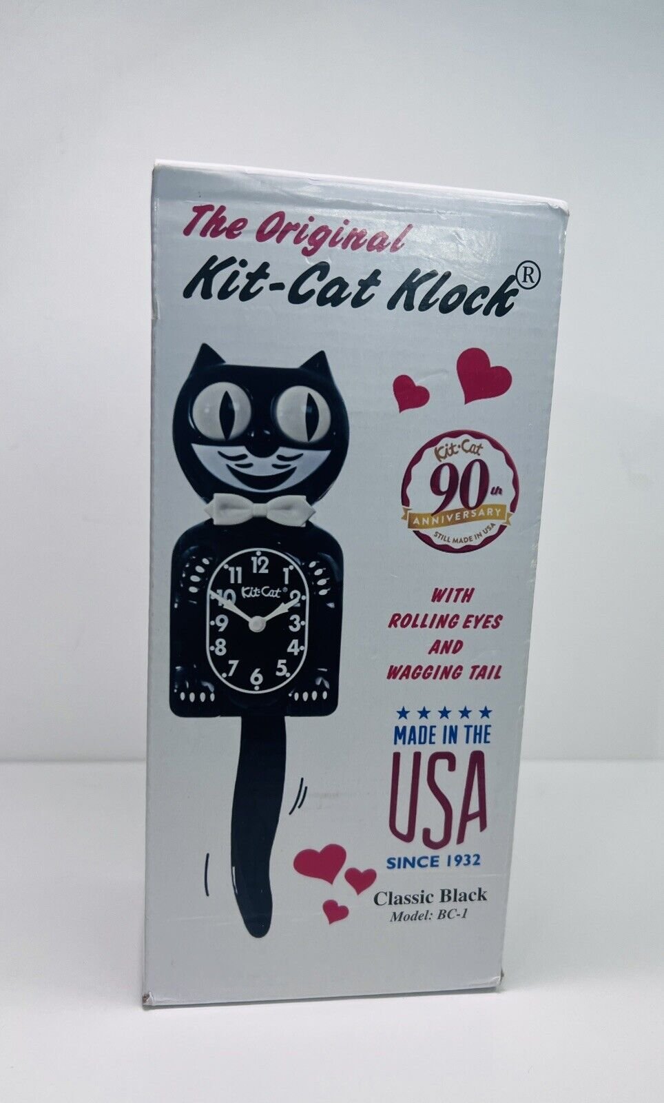Classic KIT KAT CLOCK - BLACK KITTY CAT CLOCK 3/4 Size -12.3/4 2 Clocks Special