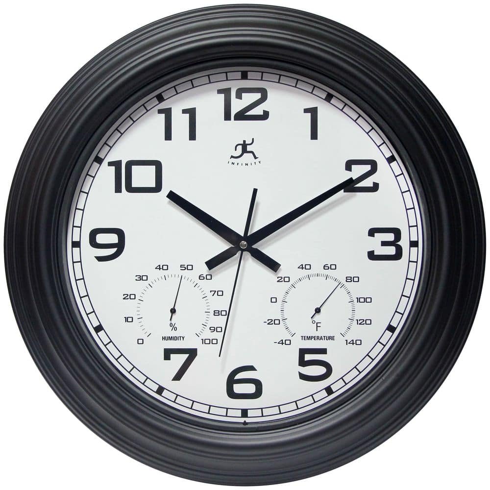 Classique Black Wall Clock with Hygrometer & Thermometer