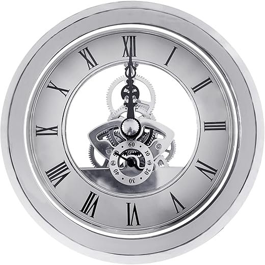 Clock Inserts, Transparent Skeleton Clock Inserts, Recessed Quartz Clockwork Table Clock, Clock Repair or DIY