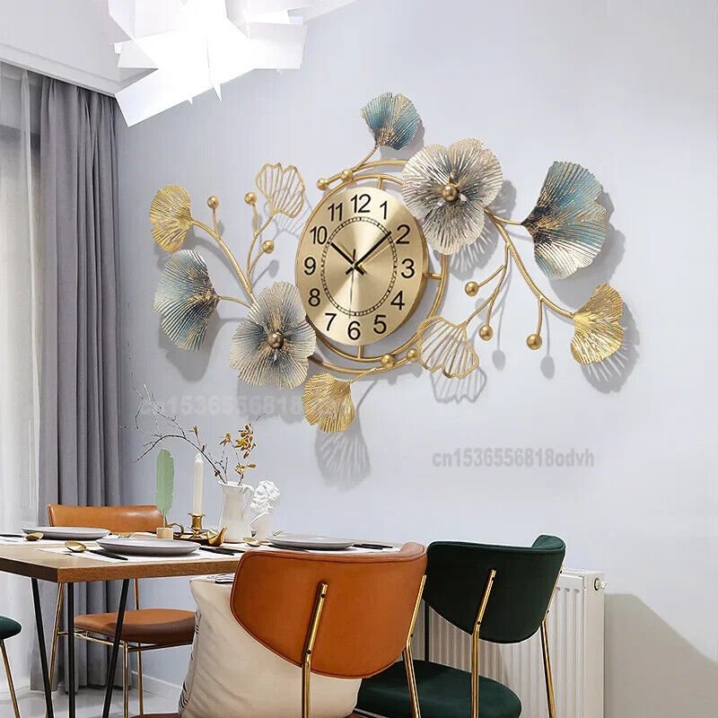 Clocks Living Room Light Wall Clocks Home Decoration Leaf Art Wall Watches