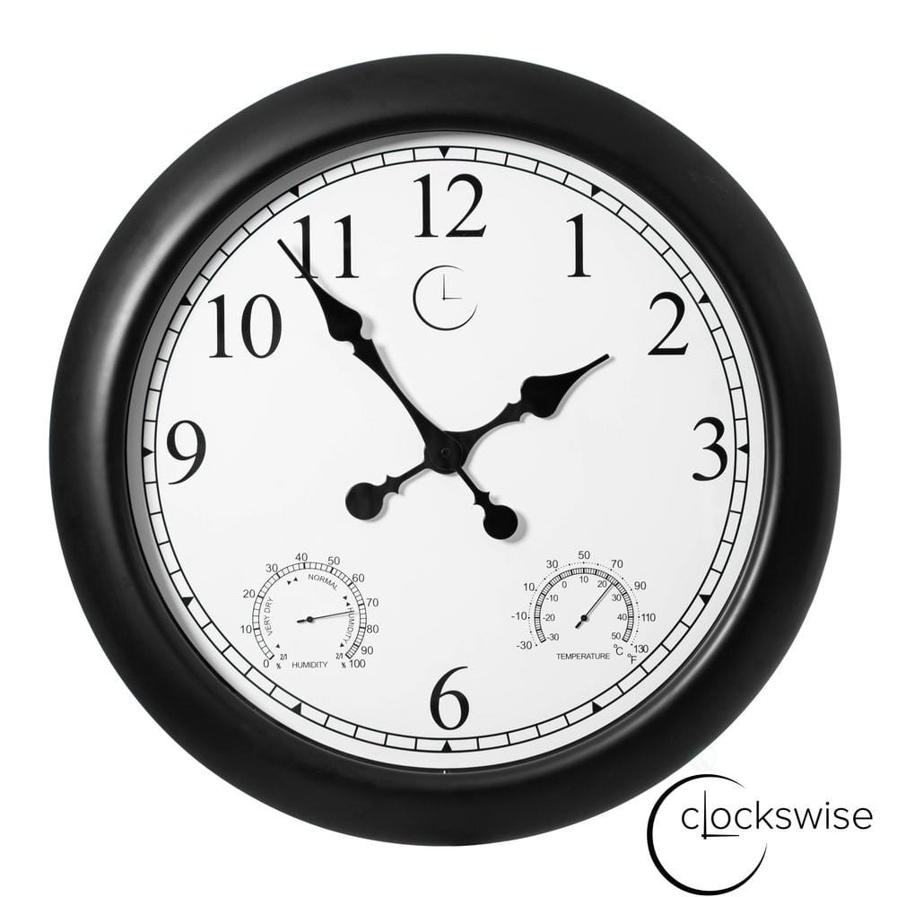 Clockswise 24 in. Large Outdoor Wall Clock Thermometer Combo, Waterproof Hygrometer Silent...