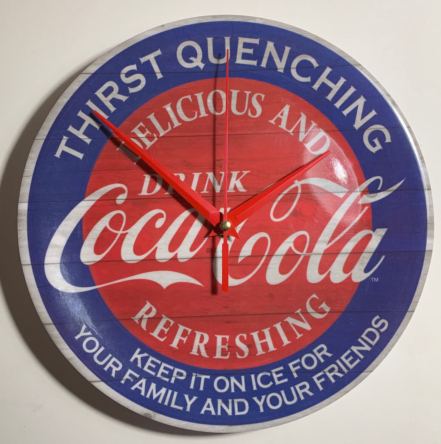 Coke Coca-Cola Delicious Refreshing 9" Circle Wall mount Clock NEW