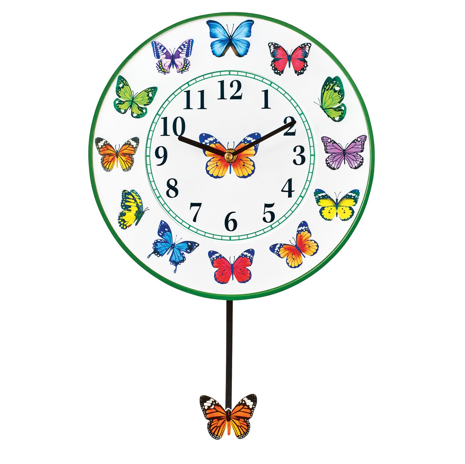 Colorful Butterflies Pendulum Hanging Wall Clock