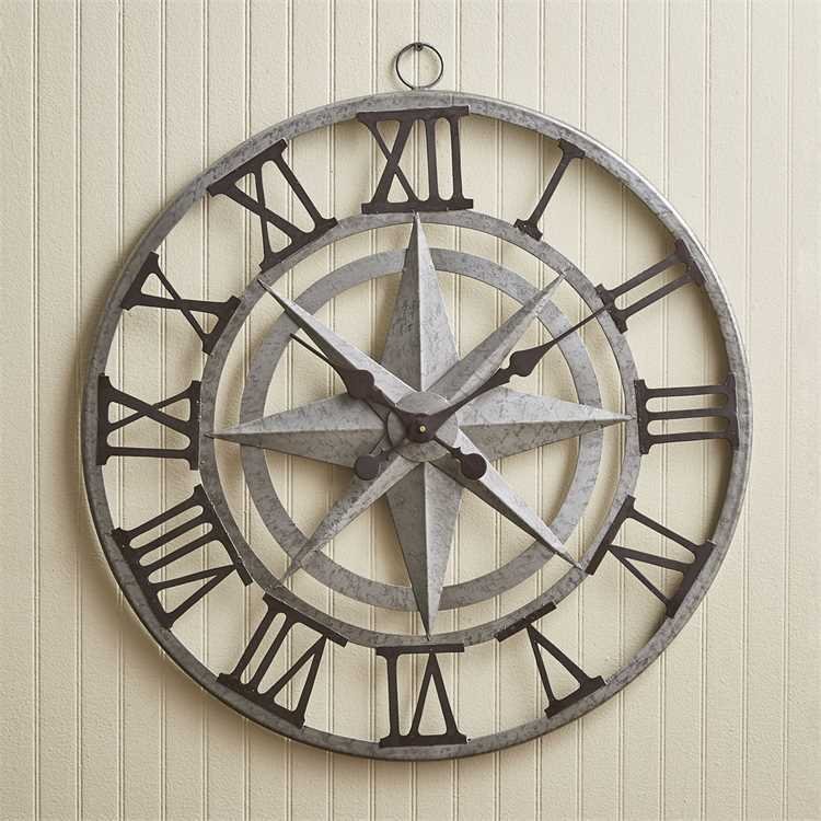 Compass Iron & Glass Wall Clock By Park Designs.