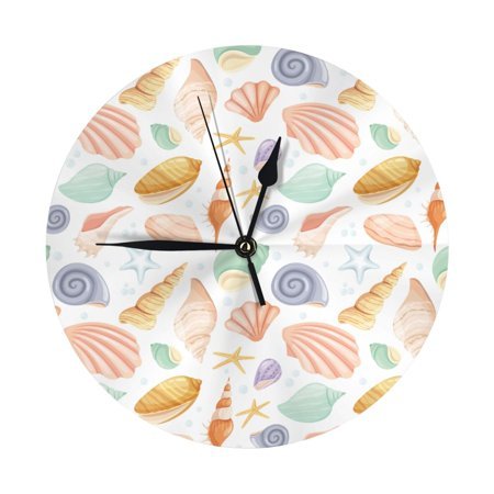 Conch Shells Print No.9054 Wall Clock Silent Non Ticking - 10 Inch Battery Operated Modern Clocks for Living Room Bedroom Kitchen Bathroom Office Classroom, Decorative Clocks