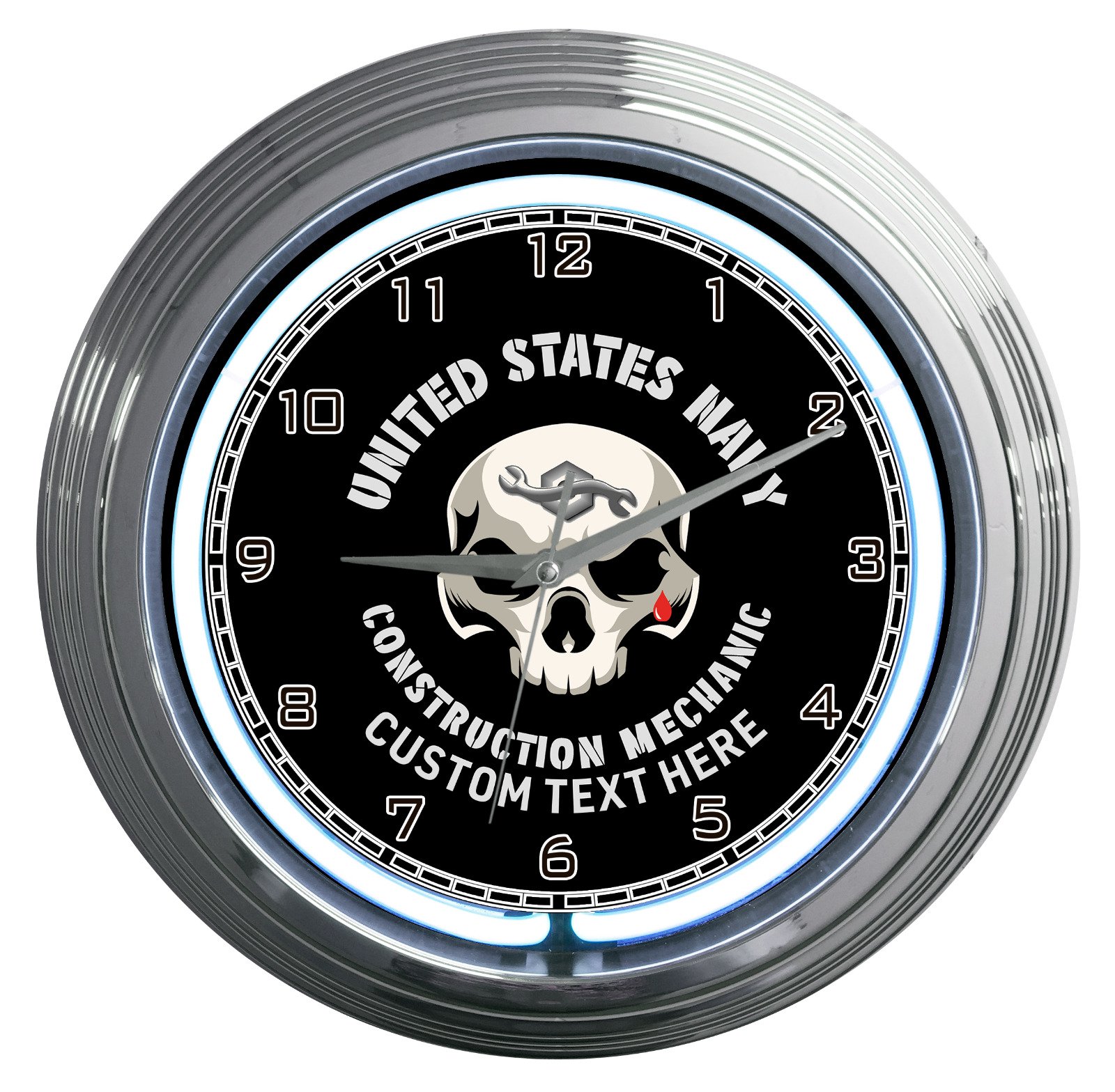 Construction Mechanic Seabee Rate US Navy Veteran Gift 15" Neon USN Clock